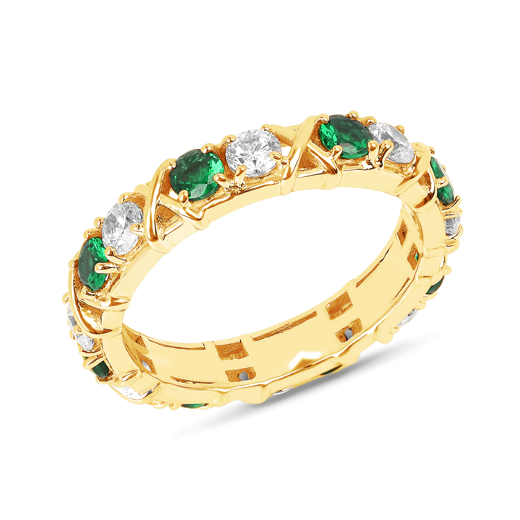 Bague en Argent 925 doré Or jaune 18k assemblée d'oxyde de zirconium