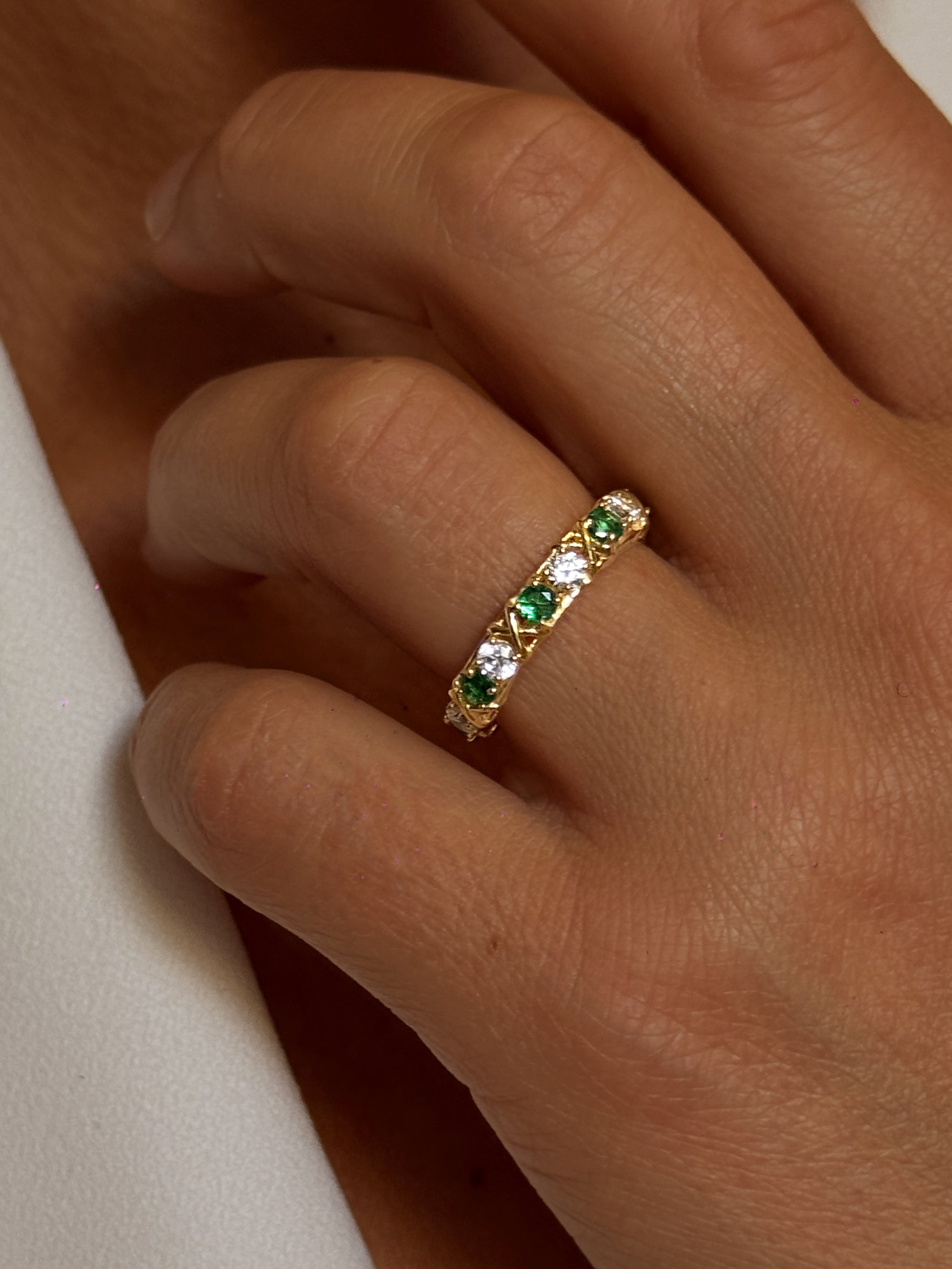 Bague en Argent 925 doré Or jaune 18k assemblée d'oxyde de zirconium