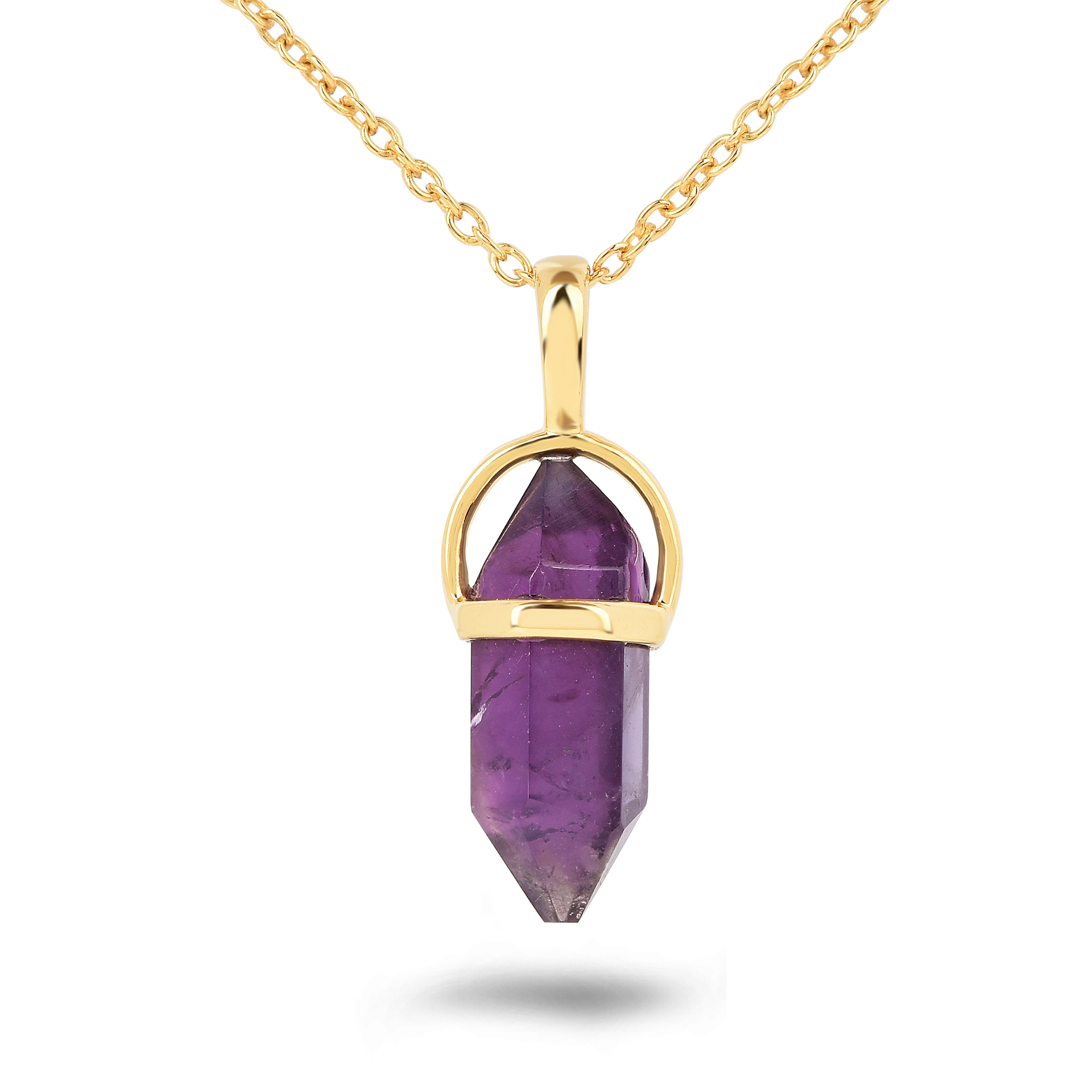 Collier en Argent 925 doré Or jaune 18k assemblé d'Améthyste Africaine