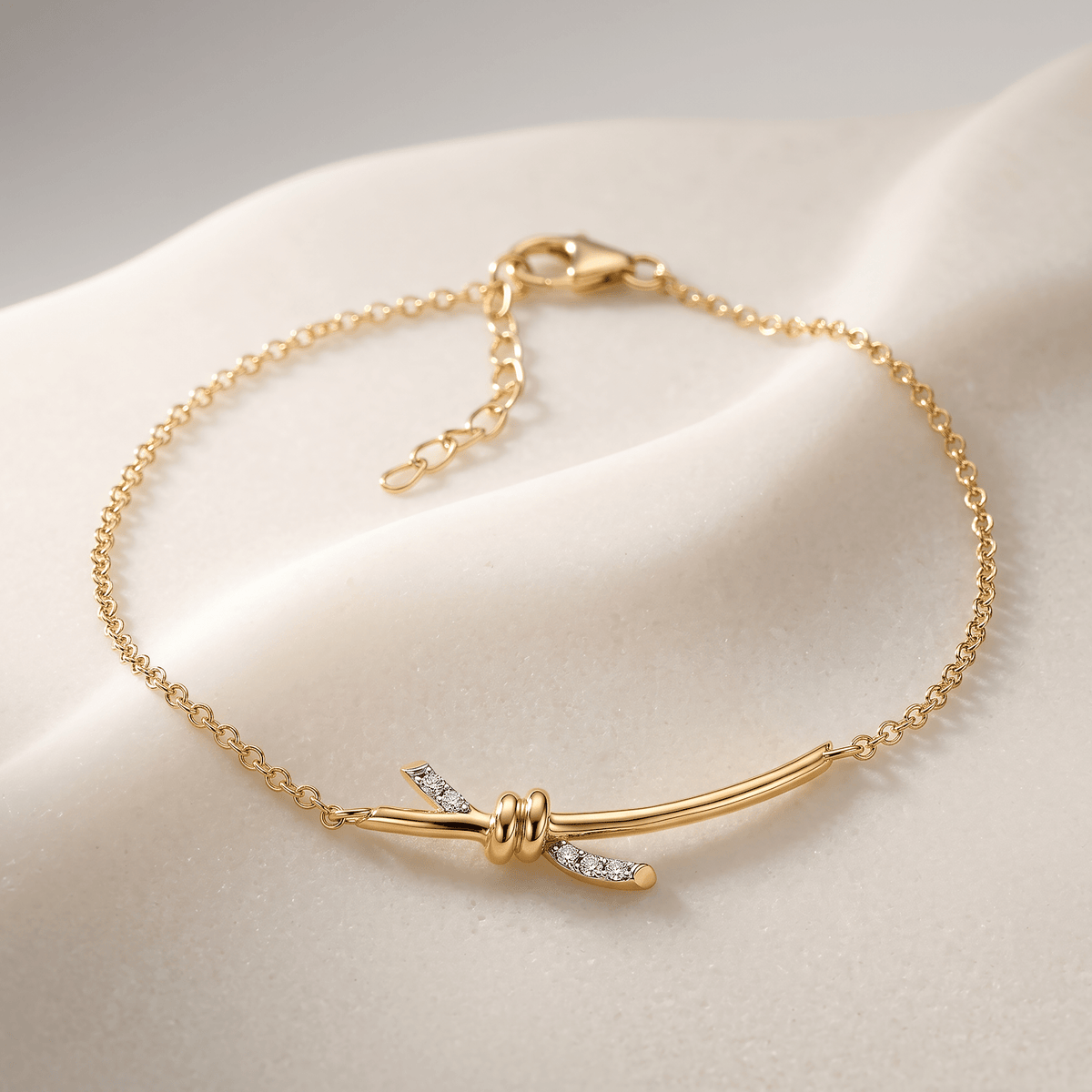 Bracelet Knot - Argent 925 doré Or jaune 18k, Oxyde de zirconium