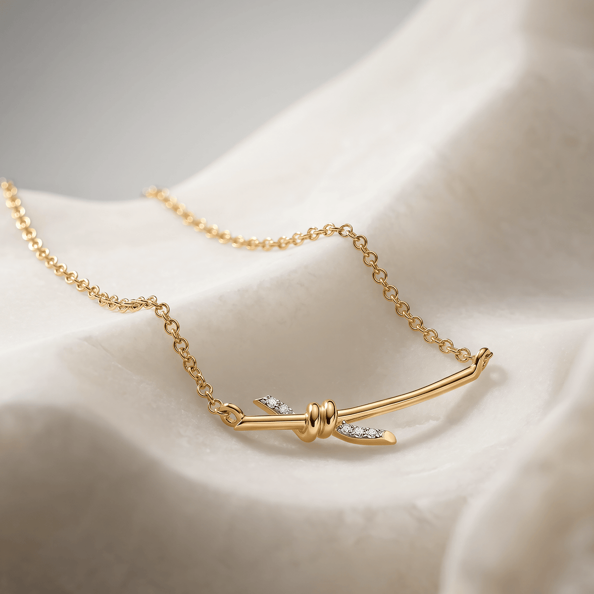 Collier Knot - Argent 925 doré Or jaune, Oxyde de zirconium