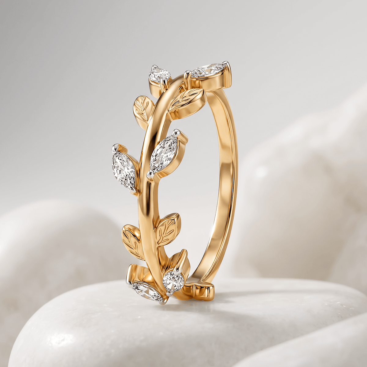 Bague Laurel - Argent 925 doré Or jaune 18k, Oxyde de zirconium
