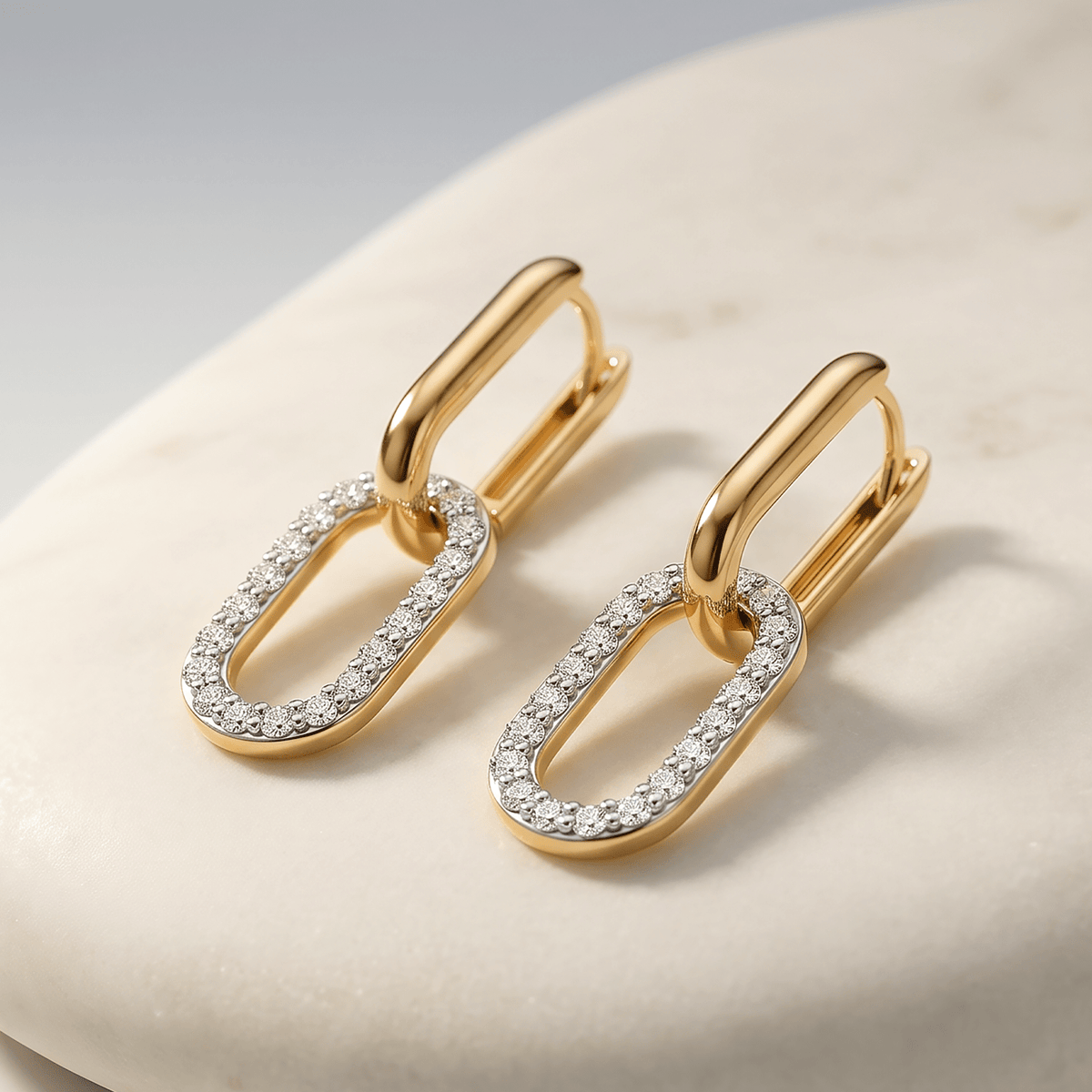 Boucles d'oreilles Catena - Argent 925 doré Or jaune 18k, Oxyde de zirconium